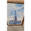 Image 3 : Framed Statue of Liberty Watercolor Print and Delta Air Lines New York Poster Biggest 21 x 27"
