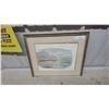 Image 1 : Framed Hand-Colored Engraving of European Mountain Village Landscape 17 x 21"