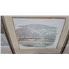 Image 2 : Framed Hand-Colored Engraving of European Mountain Village Landscape 17 x 21"