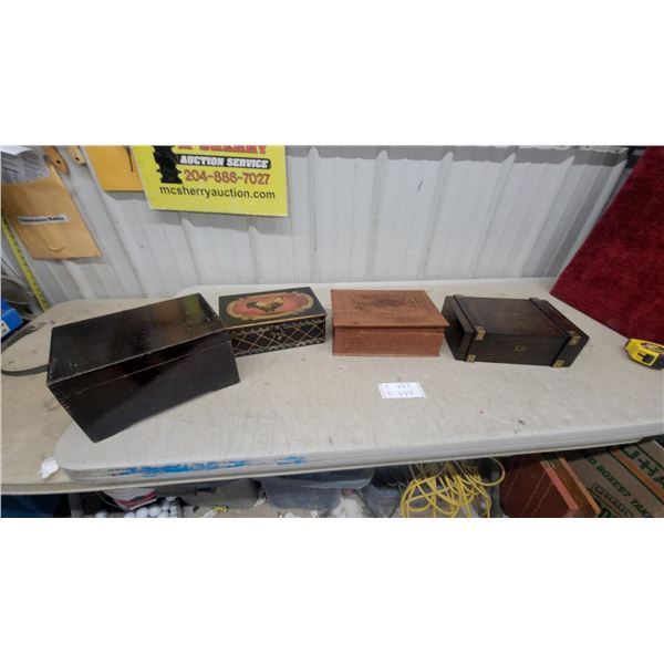 Collection of Decorative Wooden Boxes Jewery Boxes with Brass Hardware And