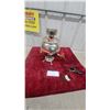 Image 1 : Russian-Style Electric Samovar with Nickel-Plated Finish and Red Accents Rooster Character