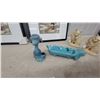Image 4 : Two Framed Dog Prints, Blue Ceramic Planter Cat Bookends