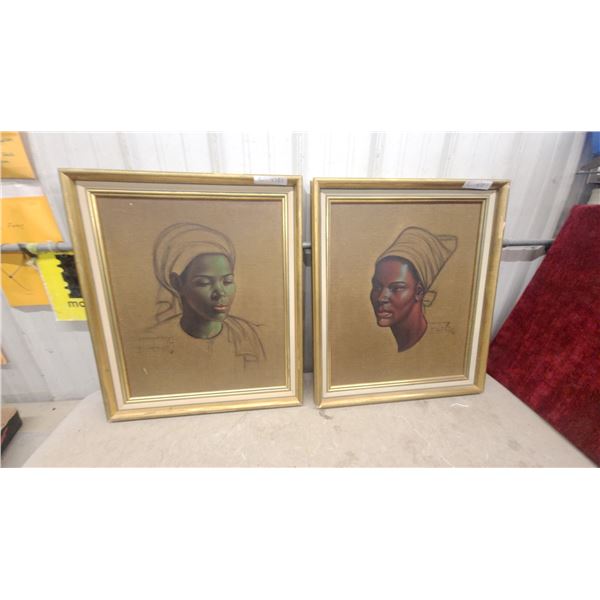 Pair of Tretchikoff Portrait Prints in Gold Frames24 X 28"