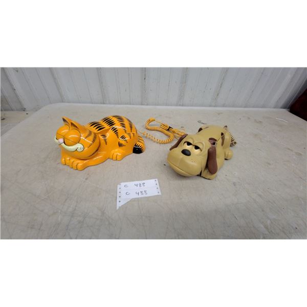 Garfield and Odie Character Telephones by Tyco