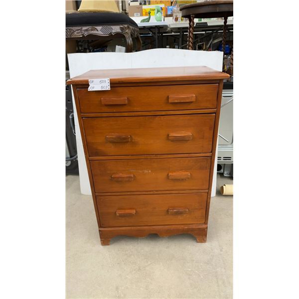 Vintage Maple Four-Drawer Chest of Drawers with Wood Pulls 30 x 19 x 43