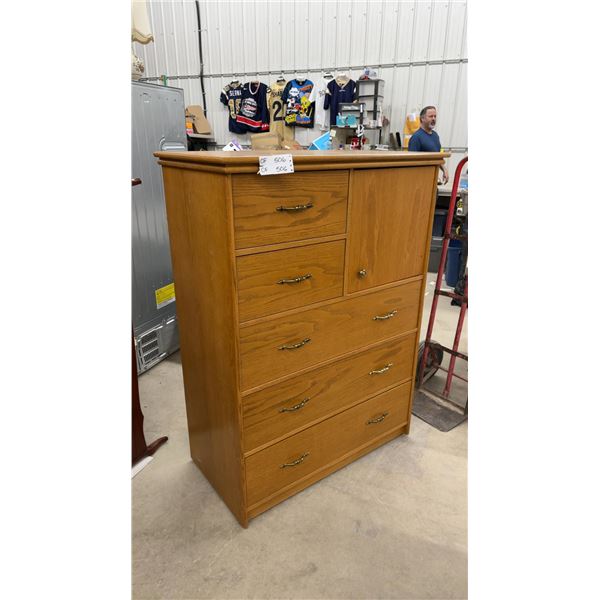 Oak Gentleman's Chest with Cabinet and Brass Drawer Pulls 20 x 39 x 53