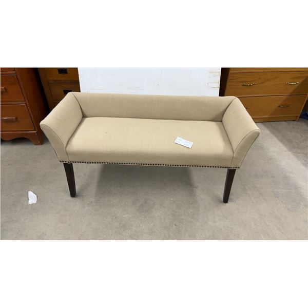 Upholstered Bench with Rolled Arms and Nailhead Trim 49 x 19 x 23