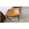 Image 4 : Pair of Pine End Tables with Plank Tops and Cabriole Legs, Round Table 27 x 24, Rectangle Table 27