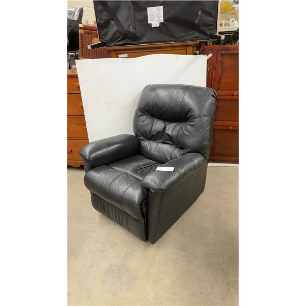 Black Leather Recliner Chair with Manual Lever