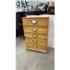 Image 1 : Five-Drawer Chest of Drawers in Natural Wood Finish with Brass and Wood Handles 31 x 16 x 46