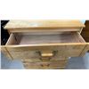 Image 3 : Five-Drawer Chest of Drawers in Natural Wood Finish with Brass and Wood Handles 31 x 16 x 46