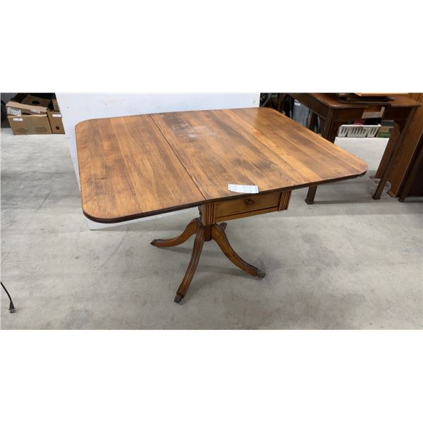 Drop Leaf Pedestal Table with Drawer 36 x 17 x 30