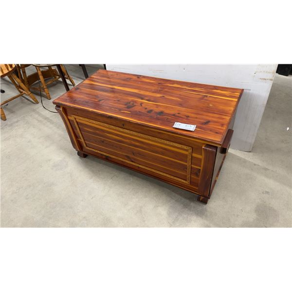 Cedar Chest with Decorative Carved Border and Brass Lock 43 x 20 x 20
