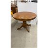 Image 1 : Round Oak Pedestal Dining Table with Four-Leg Base 42 x 30