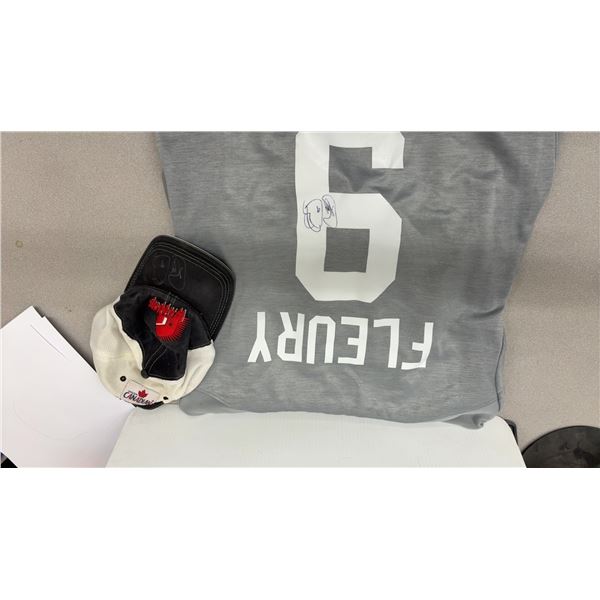 Signed Theo Fleury Moose Jaw Warriors Sweatshirt & Hat