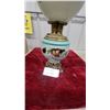 Image 2 : Victorian Hand-Painted Pansy Globe Parlor Oil Lamp with Brass Fittings and Footed Base