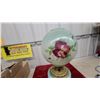 Image 5 : Victorian Hand-Painted Pansy Globe Parlor Oil Lamp with Brass Fittings and Footed Base