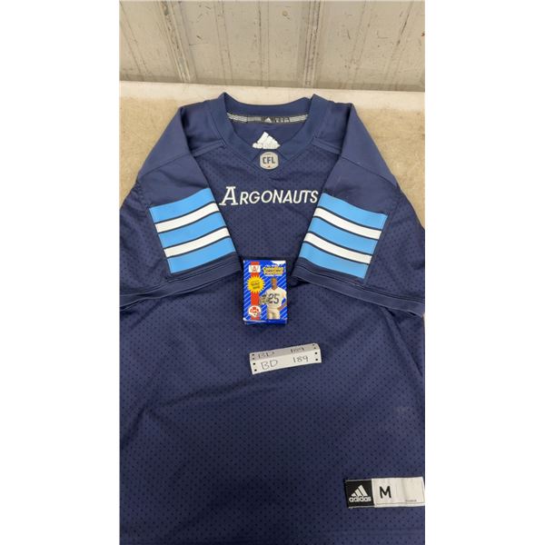 Toronto Argonauts CFL Adidas Jersey Men's Size Medium and Box of CFL Trading Cards