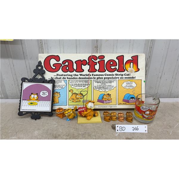 Vintage Garfield Lot: Figures, Board Game, Mug, Trivet, and More