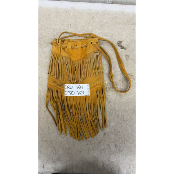 Vintage Buckskin Fringed First Nations Hippie Bag, Measures 17" Including Fringe