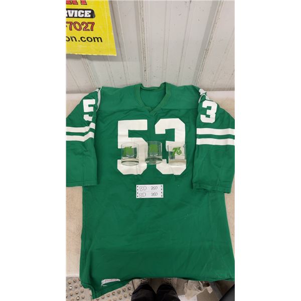 Vintage 1970s Rawlings Saskatchewan Roughriders Jack Abendschan Game-Issued XXL Jersey & 1976