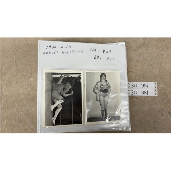 Vintage 1980s AWA Wrestling Original Photos, All Lady Wrestlers, 120 4 x 7" and 64 4 x 5", Rare