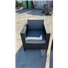 Image 2 : 3-Piece Wicker Patio Furniture Set with Loveseat and Two Armchairs with Gray Cushions