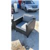 Image 4 : 3-Piece Wicker Patio Furniture Set with Loveseat and Two Armchairs with Gray Cushions