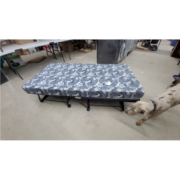 Folding Rollaway Bed with Gray Floral Mattress