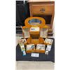 Image 1 : Wooden Jewelry Box with Mirror, Assorted Rings, Necklaces, Earrings, Brooches, and More