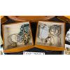 Image 2 : Wooden Jewelry Box with Mirror, Assorted Rings, Necklaces, Earrings, Brooches, and More