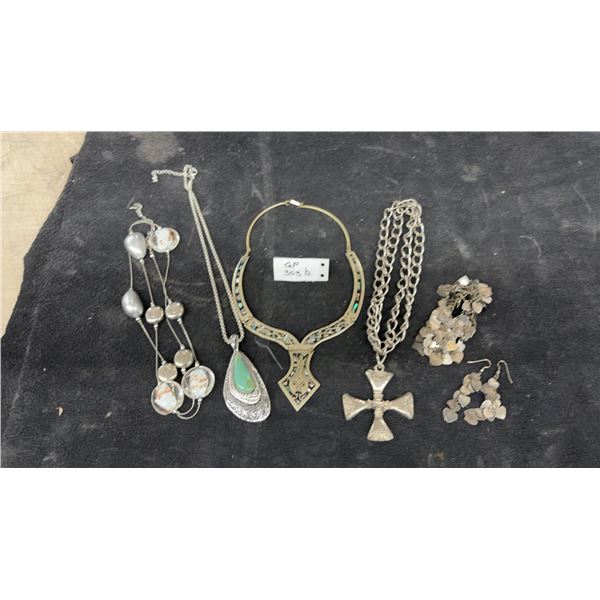 Silver-Tone Fashion Jewelry, Abalone Inlay Collar Necklace, Cross Pendant, and More