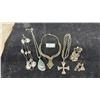 Image 1 : Silver-Tone Fashion Jewelry, Abalone Inlay Collar Necklace, Cross Pendant, and More
