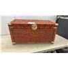 Image 1 : Wicker Storage Trunk with Brass Hardware and Side Handles, 16 x 32 x 16