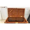 Image 4 : Wicker Storage Trunk with Brass Hardware and Side Handles, 16 x 32 x 16