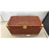 Image 9 : Wicker Storage Trunk with Brass Hardware and Side Handles, 16 x 32 x 16