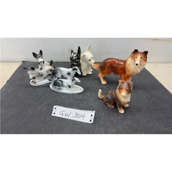 Collection of Porcelain Dog Figurines Including Carl Scheidig Germany and More
