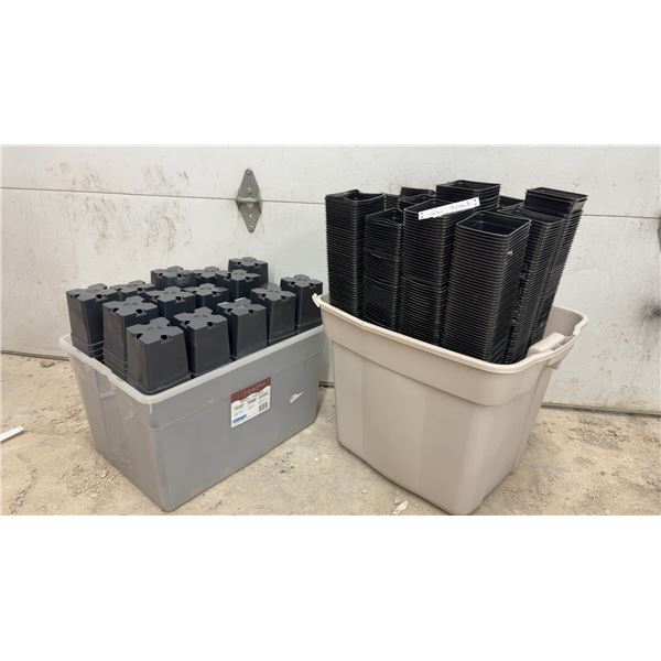 Two Tubs of Square Black Plastic Nursery Pots with Drainage Holes, 4 x 4 x 4"