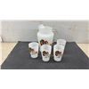 Image 2 : Vintage 1950's Bartlett Collin's Milk Glass Set, Proud Rooster Pitcher with Four Matching Tumblers