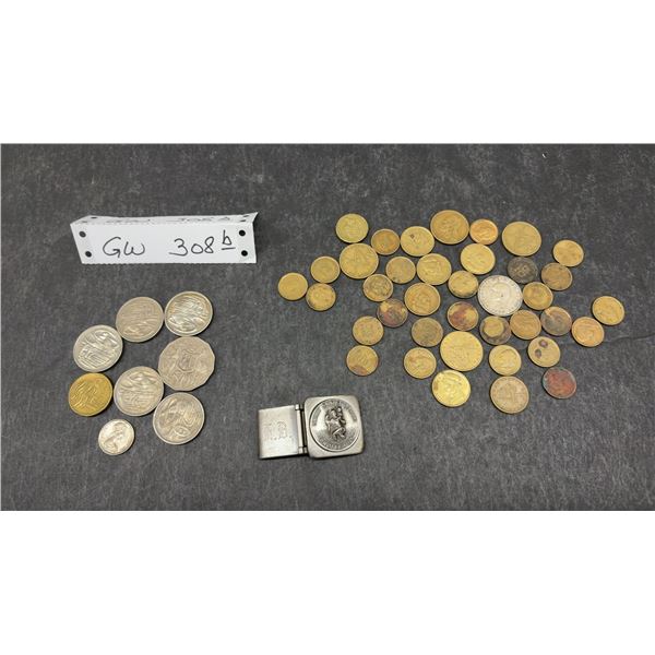 Australian and Greek Coins with Saint Christopher Money Clip