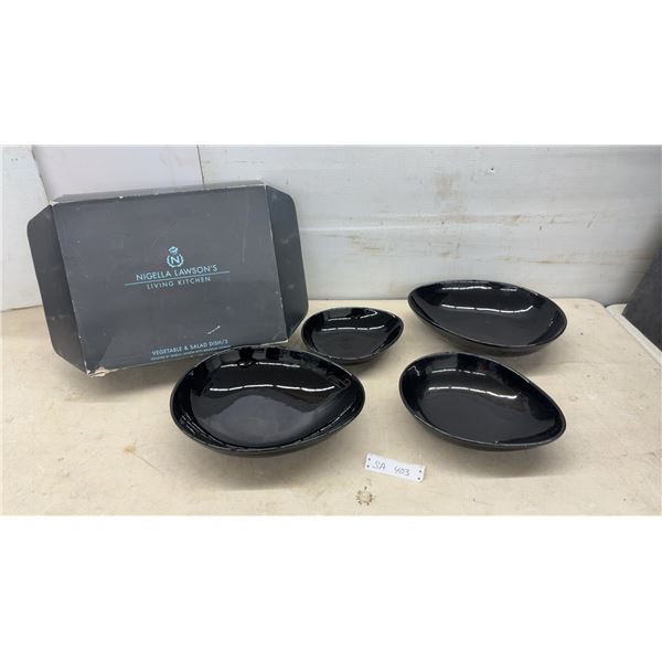 Nigella Lawson's Living Kitchen Vegetable and Salad Dish Set of 4 Black Ceramic