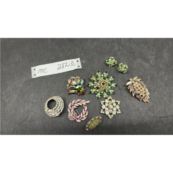 Vintage Rhinestone Brooches and Earrings