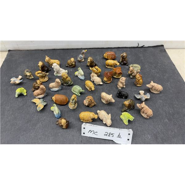 Collection of Wade Whimsies Miniature Porcelain Animal Figurines & Kellogg's Tin