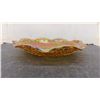 Image 2 : Amber Carnival Glass Bowl, Flow Blue Cheese Dish, and Porcelain 8 Point Trinket Dish