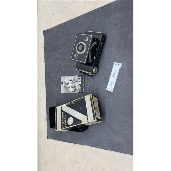 Jiffy Kodak Series II Folding Camera with Twindar Lens, Original Box, and Manual