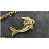 Image 2 : Gold-Tone Dolphin Pendant Necklace with Crystal-Embellished Circular Disc Accent