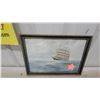 Image 2 : Framed Maritime Print of Sailing Ship by Johannes Holst, 1925 14 x 21"