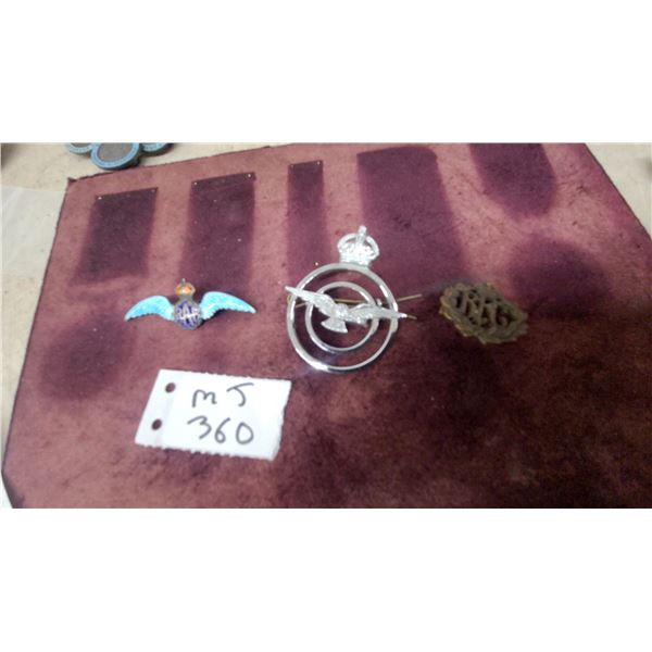 Royal Air Force Enamel Sweetheart Brooch, RAF Cap Badge, 3x