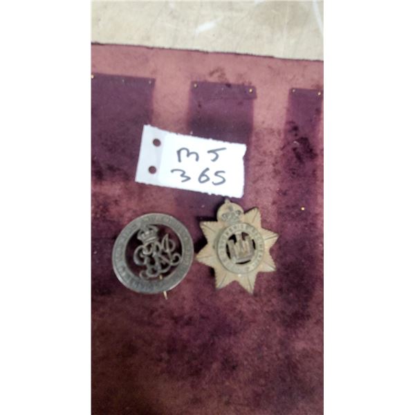 British Army Cap Badges, Devonshire Regiment and Queen Mary's Army Auxiliary Corps 2x