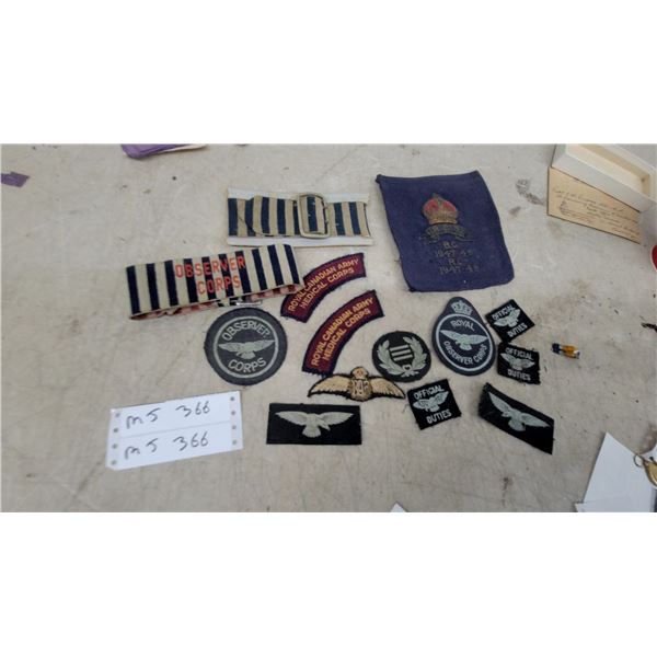 British Observer Corps and Royal Canadian Army Medical Corps Patches and More